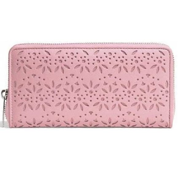 π― Authenticπ·Coach π· Special Design Taylor Eyelet Leather Accordion ZIP Wallet - Picture 1 of 13